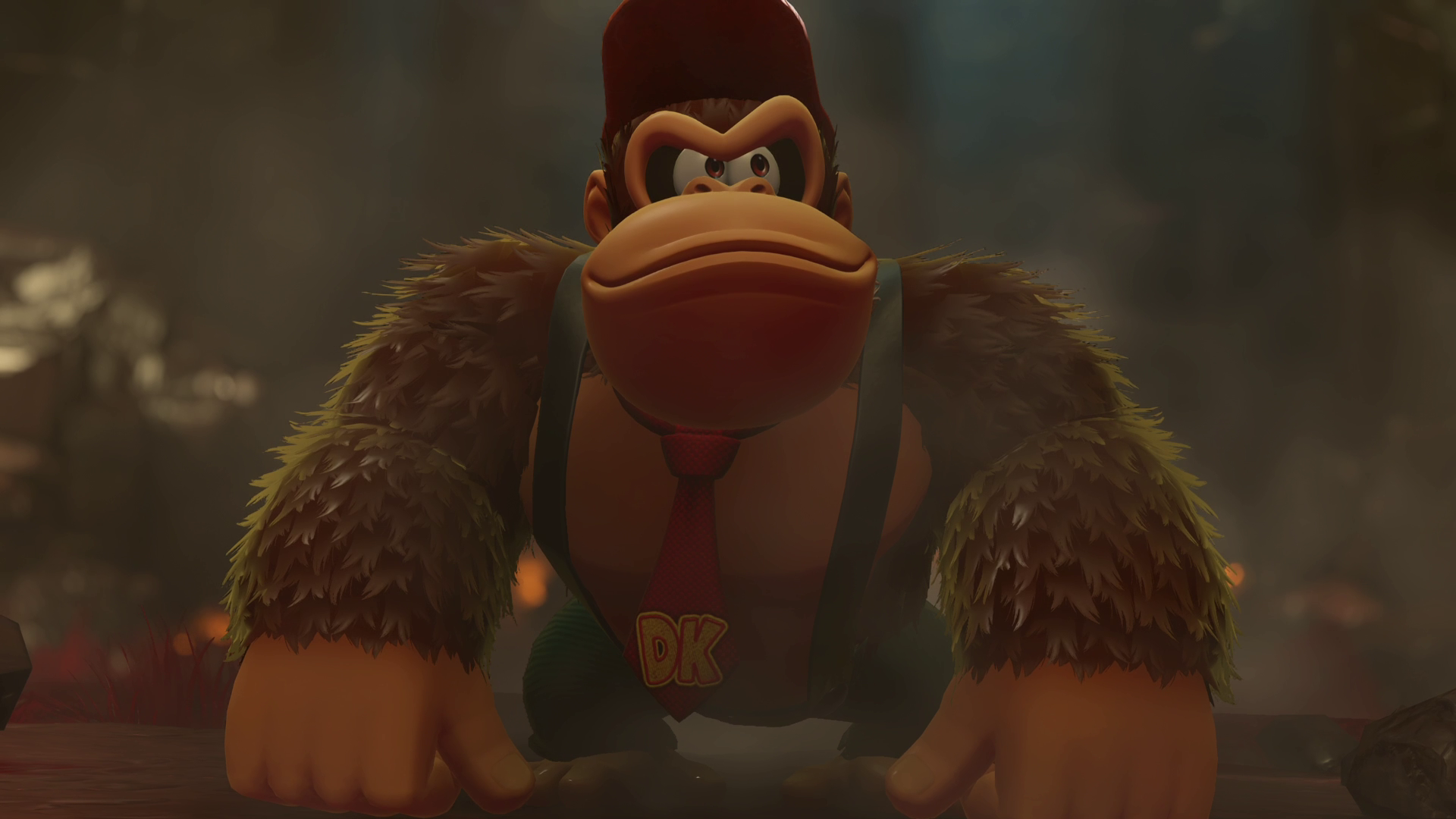 Donkey kong le gorille avec une cravate rouge
