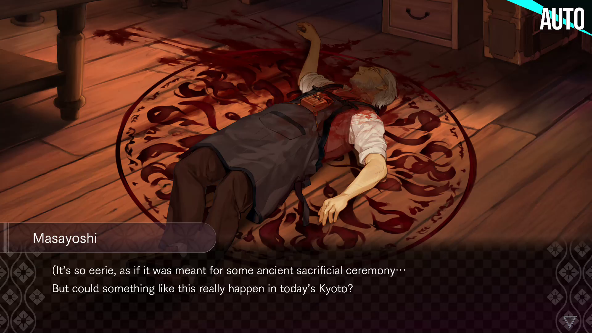 Image du jeu Dusk Index Gion, Un horloger est retrouvé morte allongé autour d'un mystérieux symbole